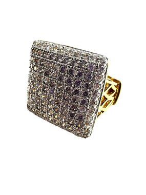 PJM China 925 Sterling Silver Cubic Zirconia Size 6 Ring Gold Tone